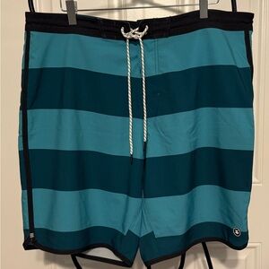 Jetty Men’s Sz 38 Performance Boardshort Swim Trunks Surf Shorts ~Green/Aqua~